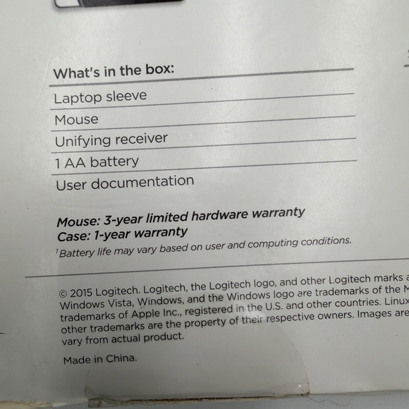 Logitech Wireless Mouse M217 Black 16" Laptop Sleeve Bundle 910-002138 - Picture 16 of 16